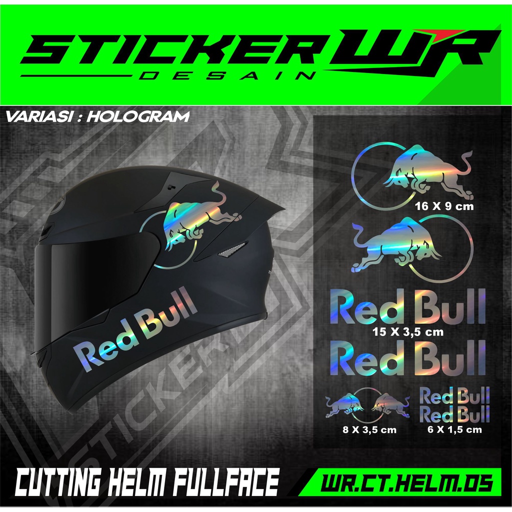 Stiker Helm Full Face RedBull helem fullface WR-05