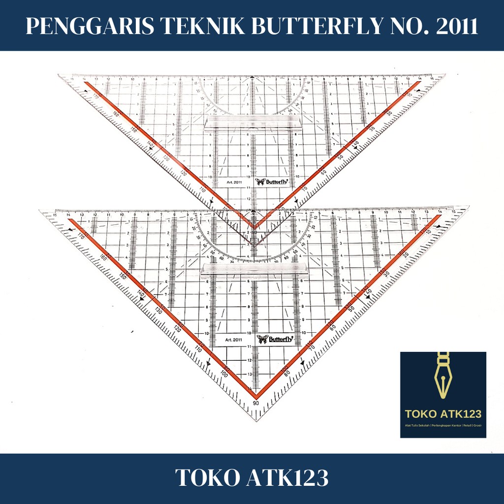 Penggaris Teknik / Penggaris Segitiga Merk Butterfly No. 2011