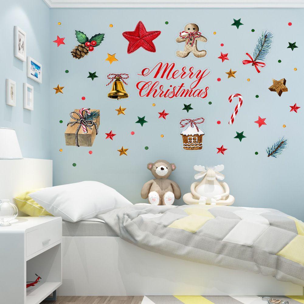 Populer Stiker Dinding Kerucut Pinus Xmas Natal Mural Pintu Kaca Merry Christmas Wall Decals