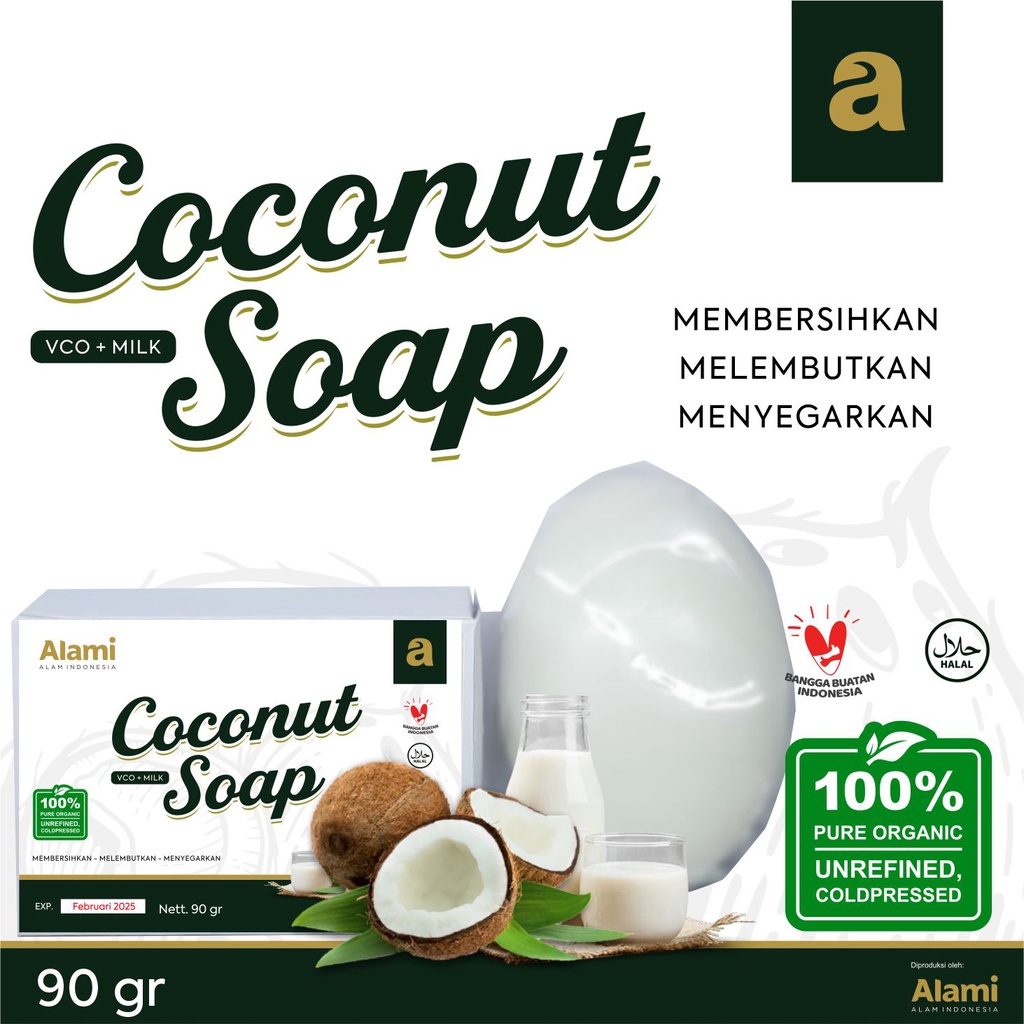 VCO SOAP 90 gr Sabun vco Organic Plus Susu Sapi | ALAMI Alam Indonesia