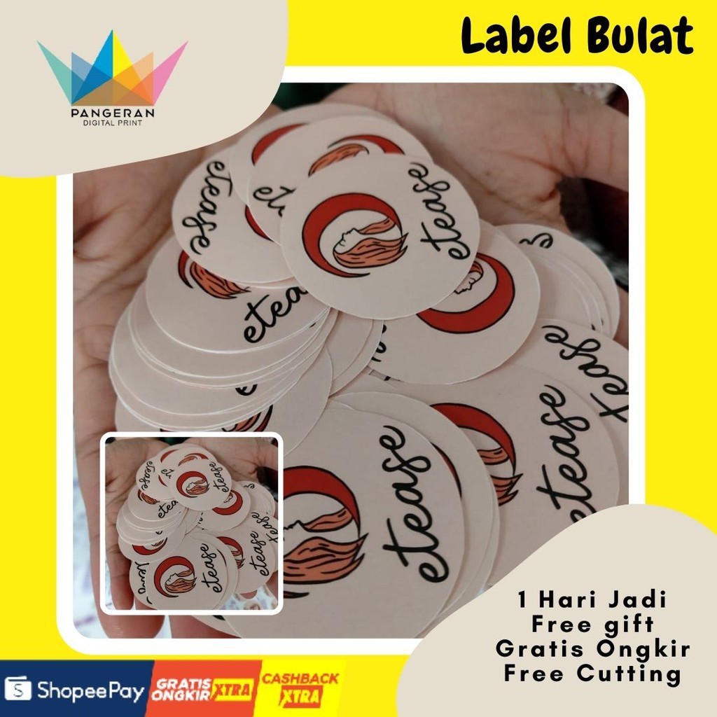 PD // [NO CUTTING] Sticker Label CUSTOM Stiker Chromo ukuran dari 1x1cm Stiker OLSHOP souvenir weddi