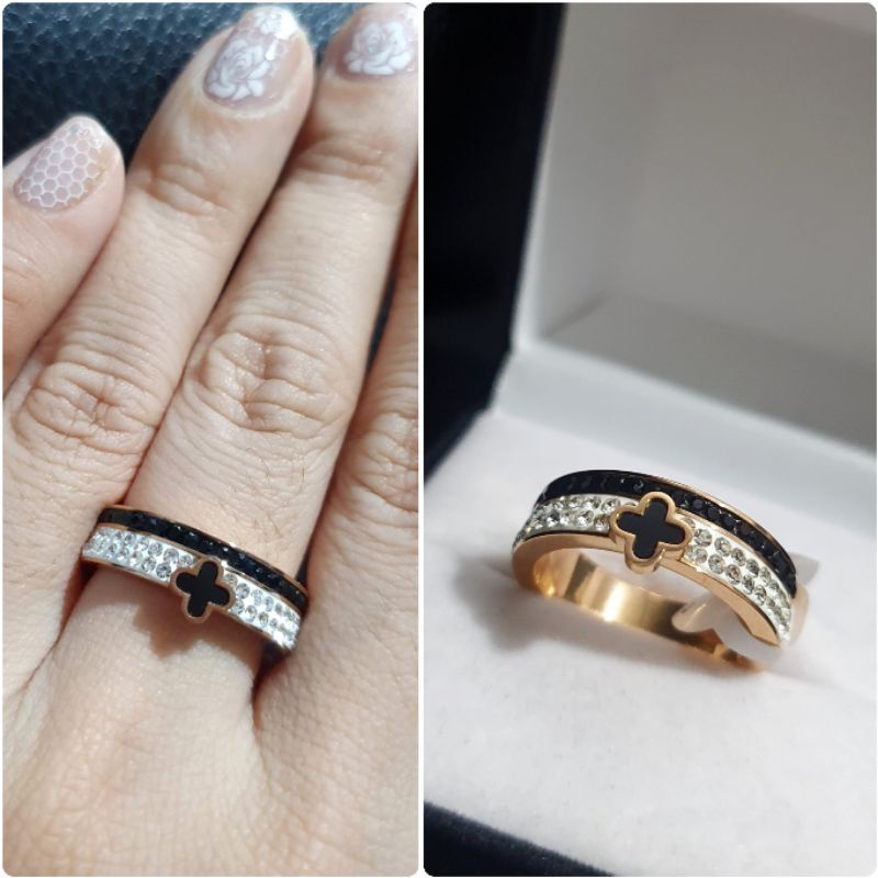 Cincin Titanium asli Gold swan angsa Size 6 7 8 Cincin Ring Stainless steel anti karat anti alergi