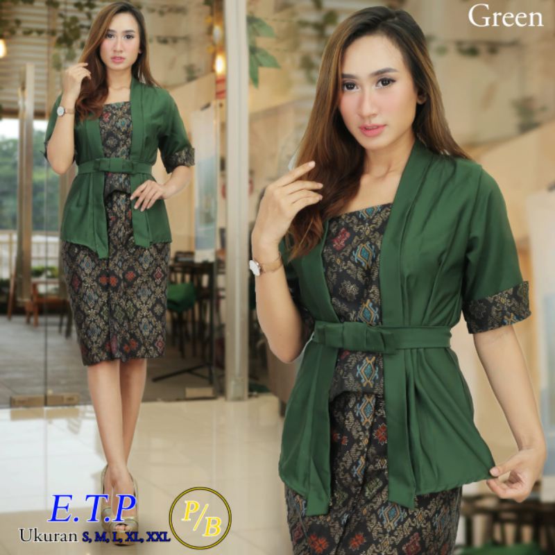 IndahKebaya | SETELAN KEBAYA KUTUBARU ETP LENGAN PENDEK ANEKA WARNA / KEBAYA  PESTA MODERN ROK PENDEK / KARTINIAN / NATAL / MAROON NAVY DUSTY BIRU BCA MOCCA GOLD HIJAU