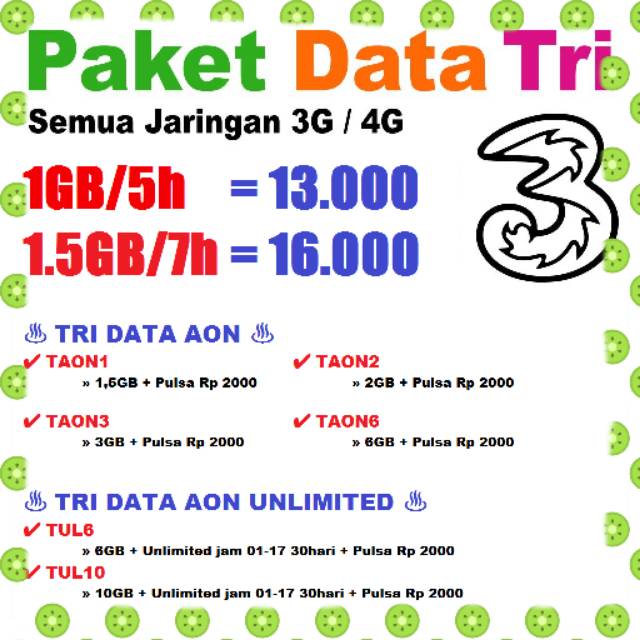 Paket Data Tri Three Kuota 3 Murah Shopee Indonesia