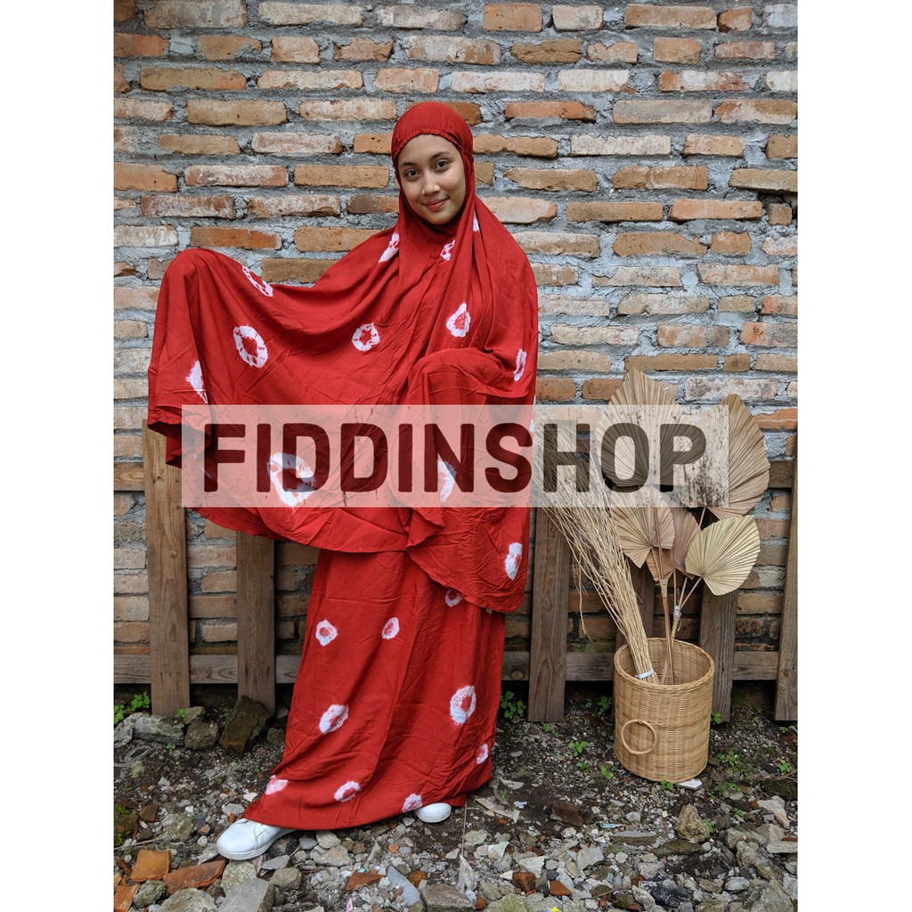 Mukenah Tie dye Shibori Rayon Premium  | Rukuh Atas Bawah Set Mukena Dewasa Jumputan