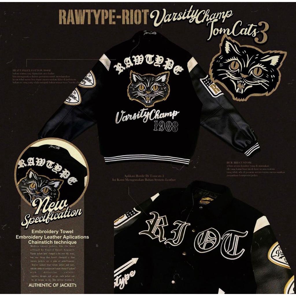 Varsity Jacket Rawtype Riot Pria Wanita Original 100%
