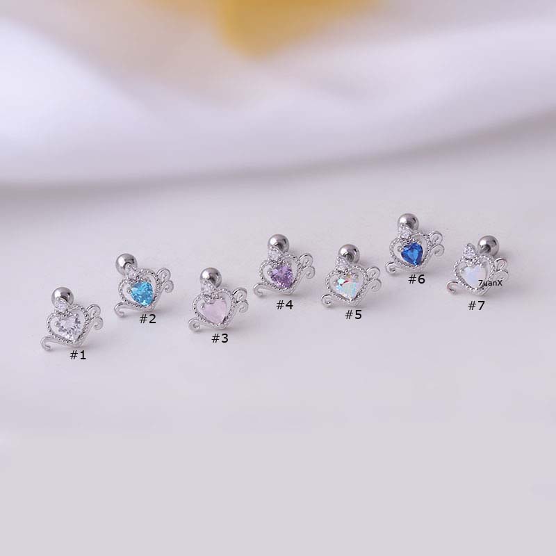 1pc Anting Tusuk Bentuk Hati Bahan Stainless Steel 20gauge