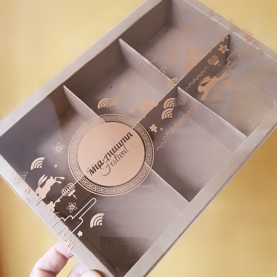 

(5pcs) Kardus Packaging Hampers Mooncake 50-75 gr Box Kue Bulan Mid Autumn III Dus Moon Cake Sekat 6 Coklat