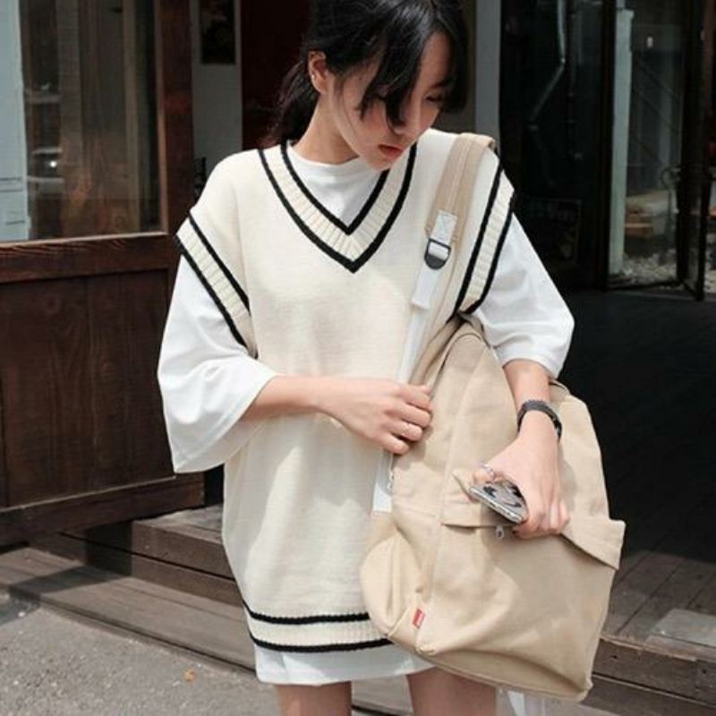 IMPORT WOMAN KNIT VEST MICHIE KOREAN STYLE VEST RAJUT ROMPI OUTER WANITA IMPOR