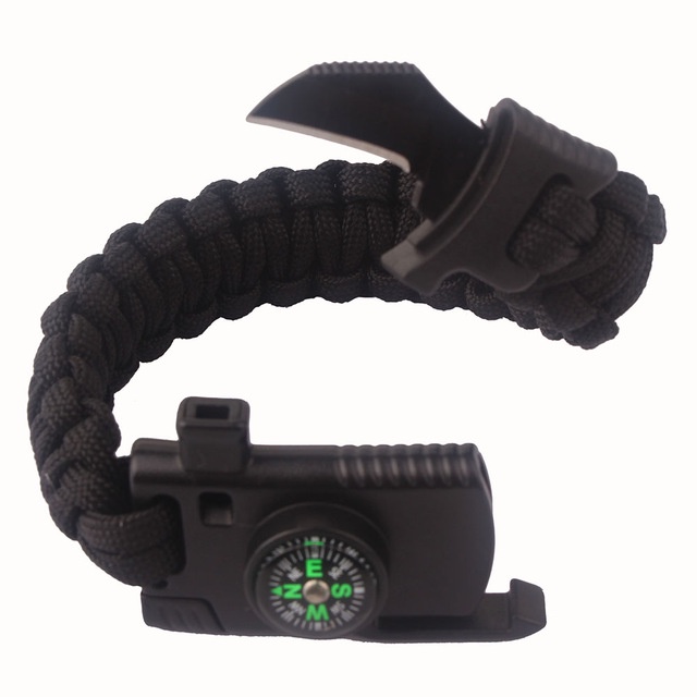 Overview of Gelang Kompas Peluit Pisau Multifungsi Survival Tools EDC Parachute Cord Bracelet - B002-6PACKAGE CONTENTS