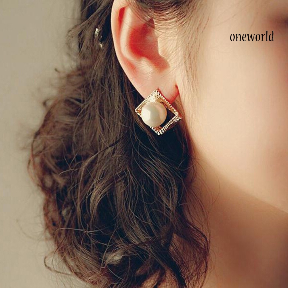 OW@ Women Fashion Multi-layer Faux Pearl Ear Studs Earrings Party Jewelry Gift