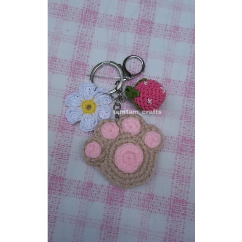 gantungan kunci keychain/gantungan tas rajut cat paw