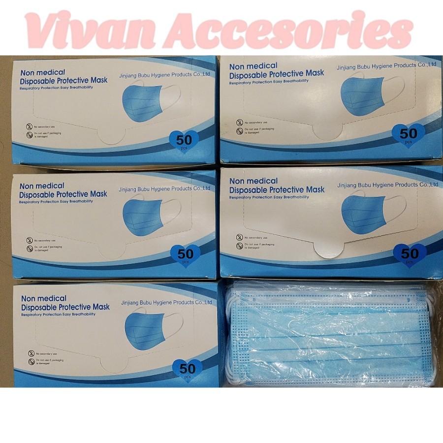 Masker Non Medis Earloop / Medical Mask / Face Mask / 3Ply 1Box isi 50