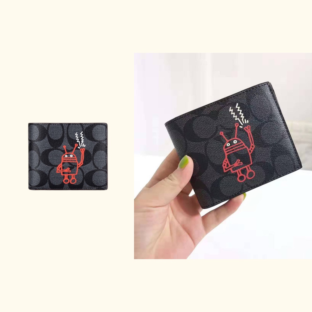 Coach Men Billford Wallet in Signature Canvas with Robot