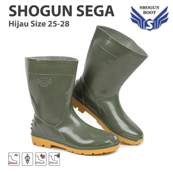 Sepatu Boot Pendek SHOGUN SEGA HIJAU - Sepatu Perkebunan Kebersihan - Sepatu Boots Murah Berualitas 