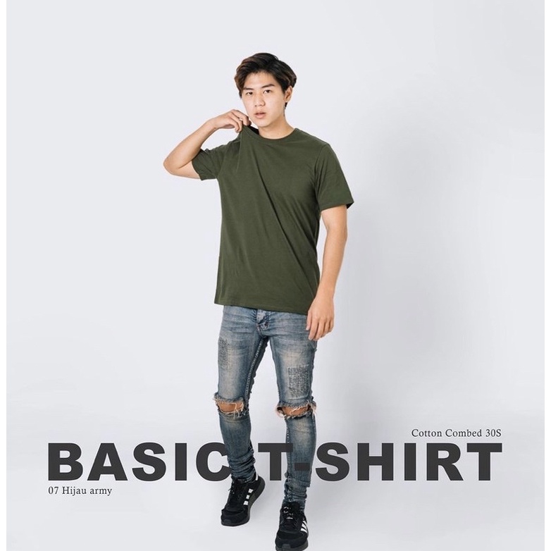 T-shirt Hijau Army Pria Polos