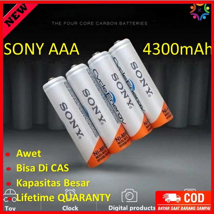 Battery Baterai Sony AAA 4300mAh rechargeable untuk Mobil Mainan Anak / elektronik / Remot TV/AC / O