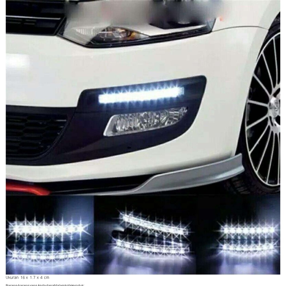 LAMPU FOG Lampu LED DRL 8 LED Titik Mata Mobil Daytime Running Light Foglamp 12v Dus Putih DRL