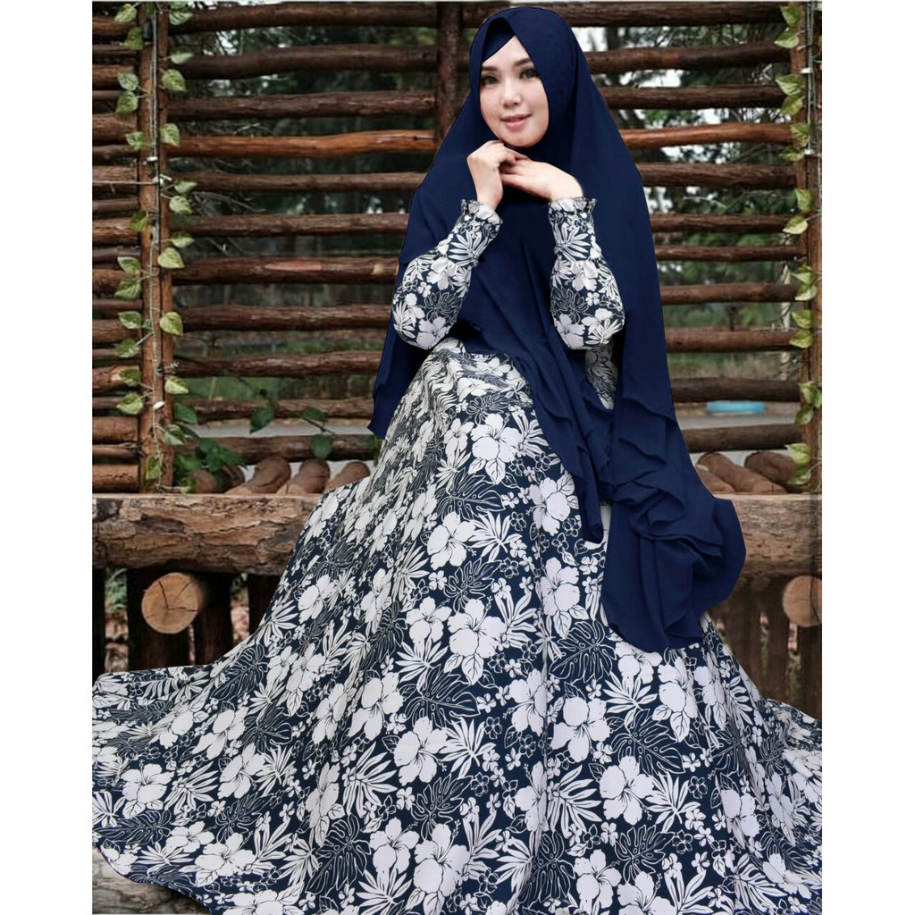 RMT- COD GAMIS ASHANTY , GAMIS SATU SET KHIMAR CERUTY 2 LAYER , GAMIS JUMBO , GAMIS WANITA DEWASA