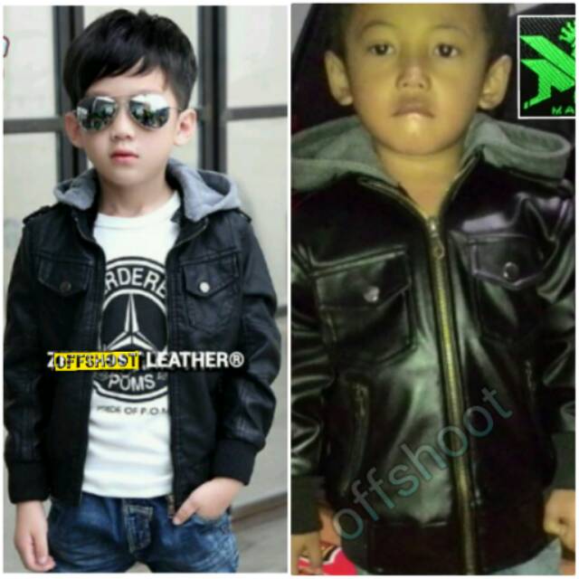 Jaket Anak Hoode Semi Kulit