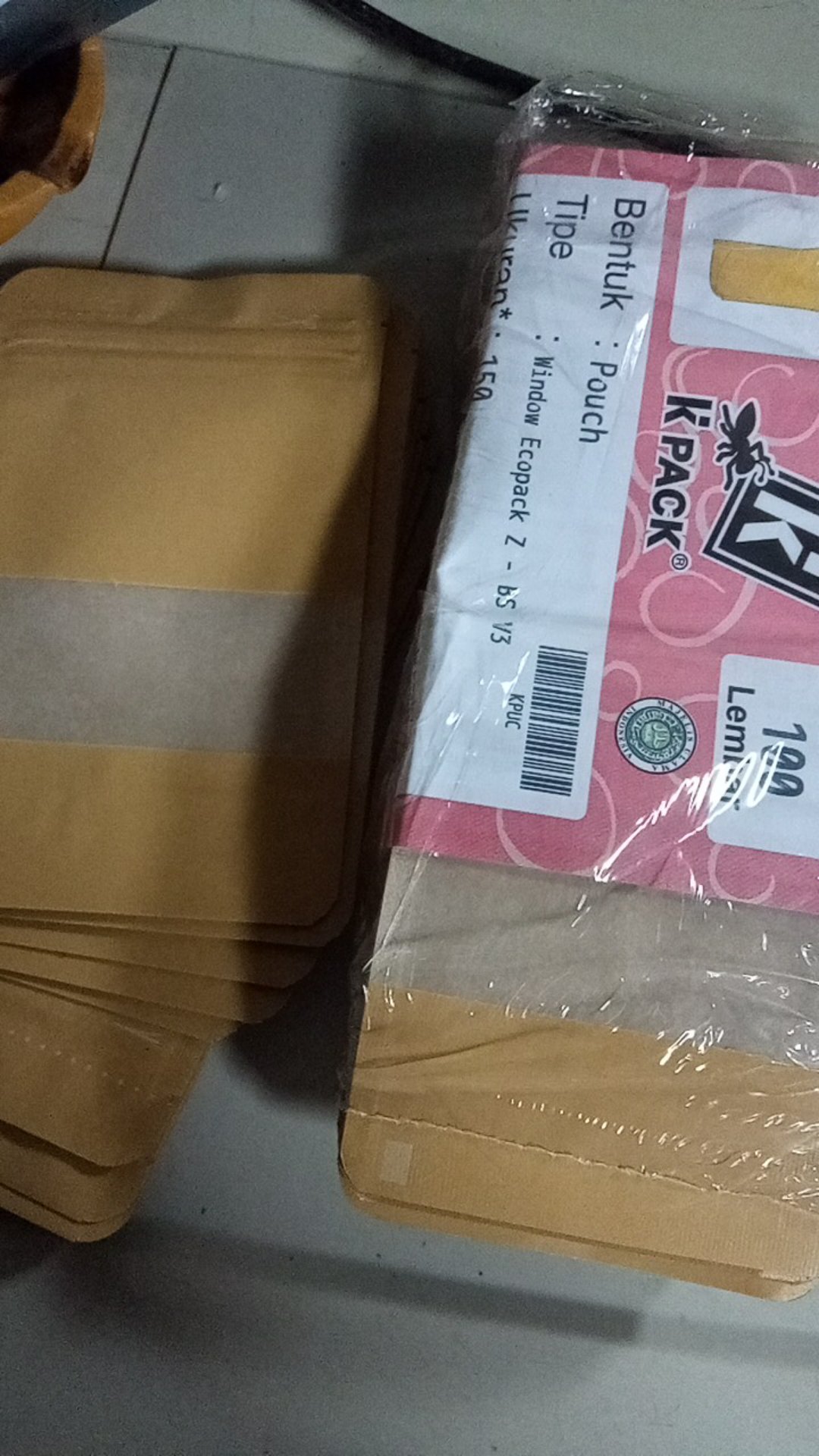 Standing Pouch Window Eco Mini 150 9x15 Kemasan Jendela Kantong Klip Masker Packaging Coklat