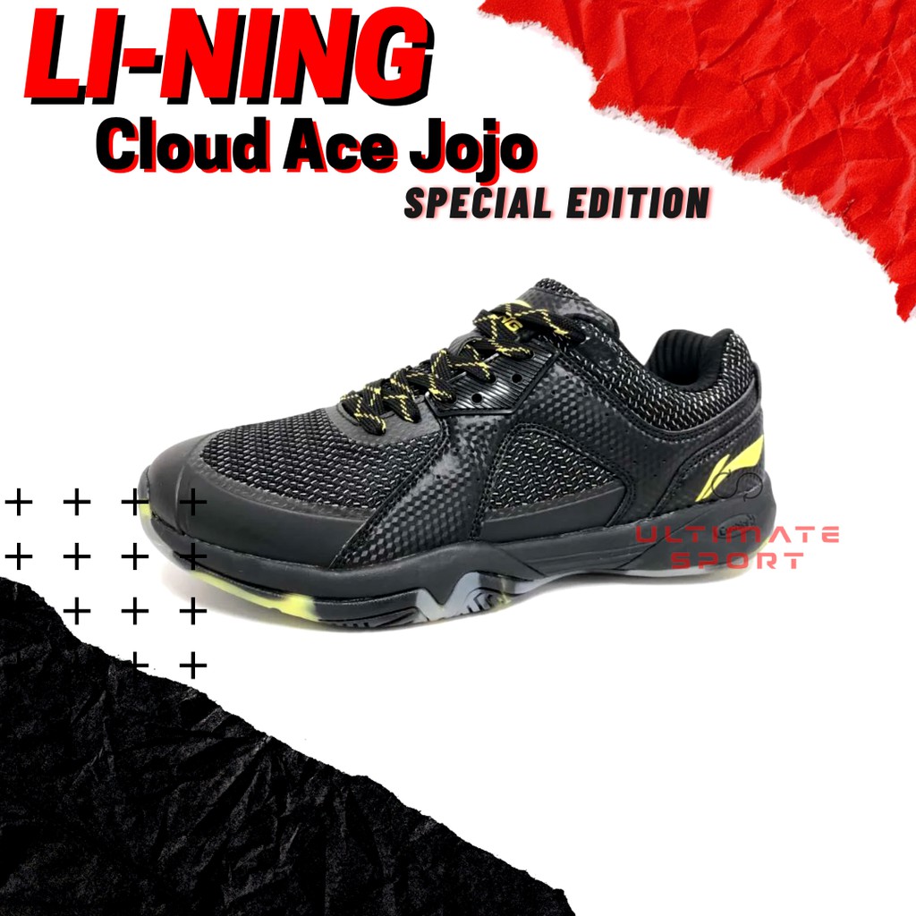 Sepatu Badminton Li-ning Cloud Ace Jojo Special Edition -Hitam Lemon-