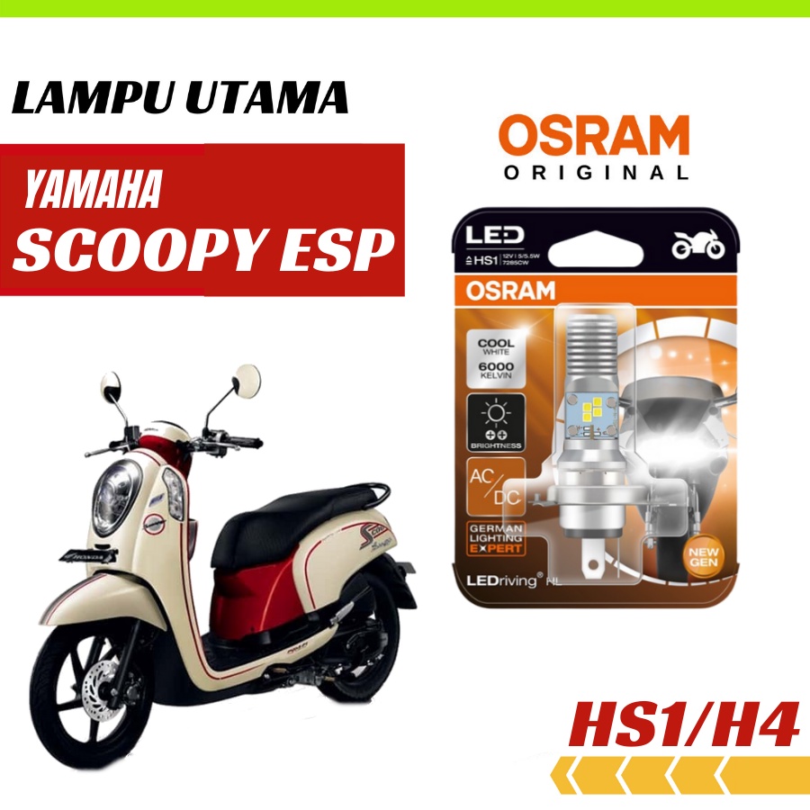 Lampu LED Motor Scoopy FI ESP Original Osram H4 Kaki 3