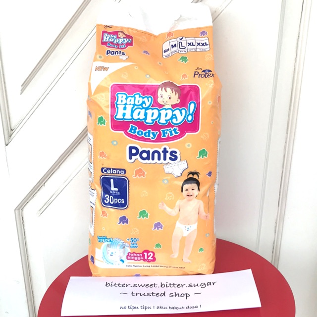 Pampers baby happy ! Body fit L 30 tipe celana Pants