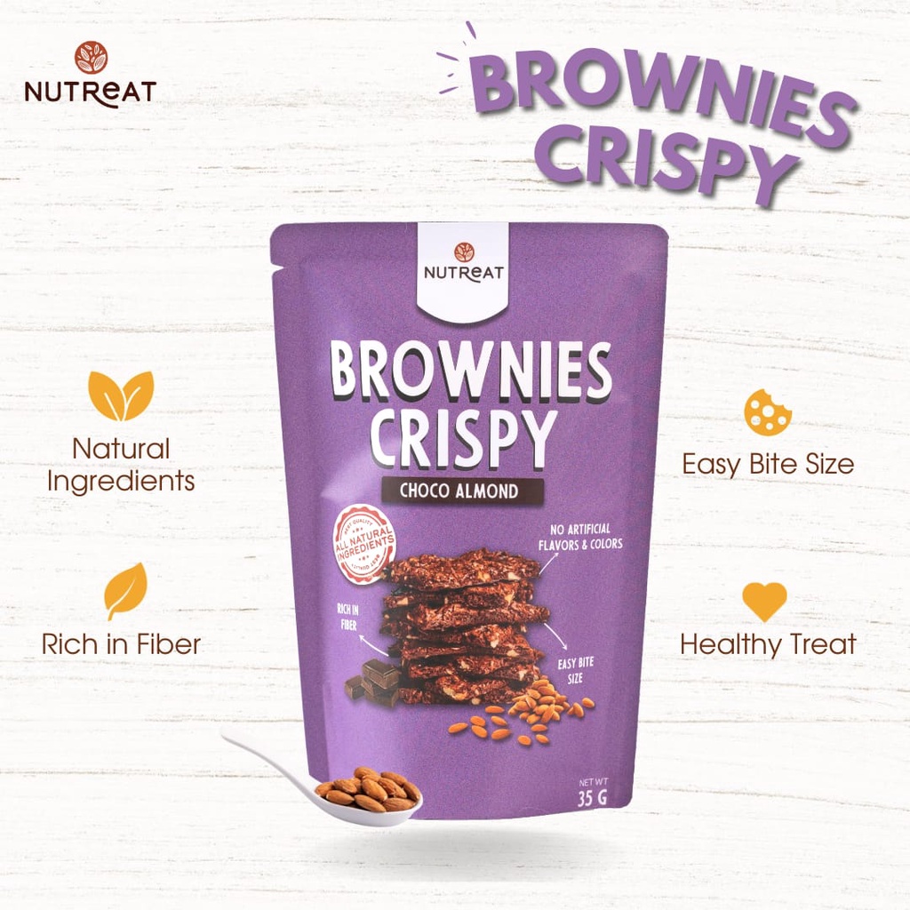 NUTREAT Brownies Crispy 35g - Choco Cheese / Choco Almond - Healthy Snack