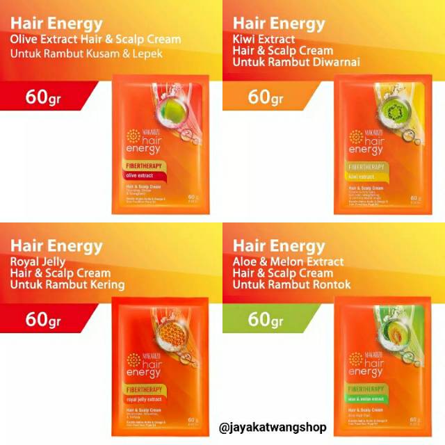 [1 SACHET] MAKARIZO Hair Energy Fibertherapy Hair &amp; Scalp CREAMBATH 60GR