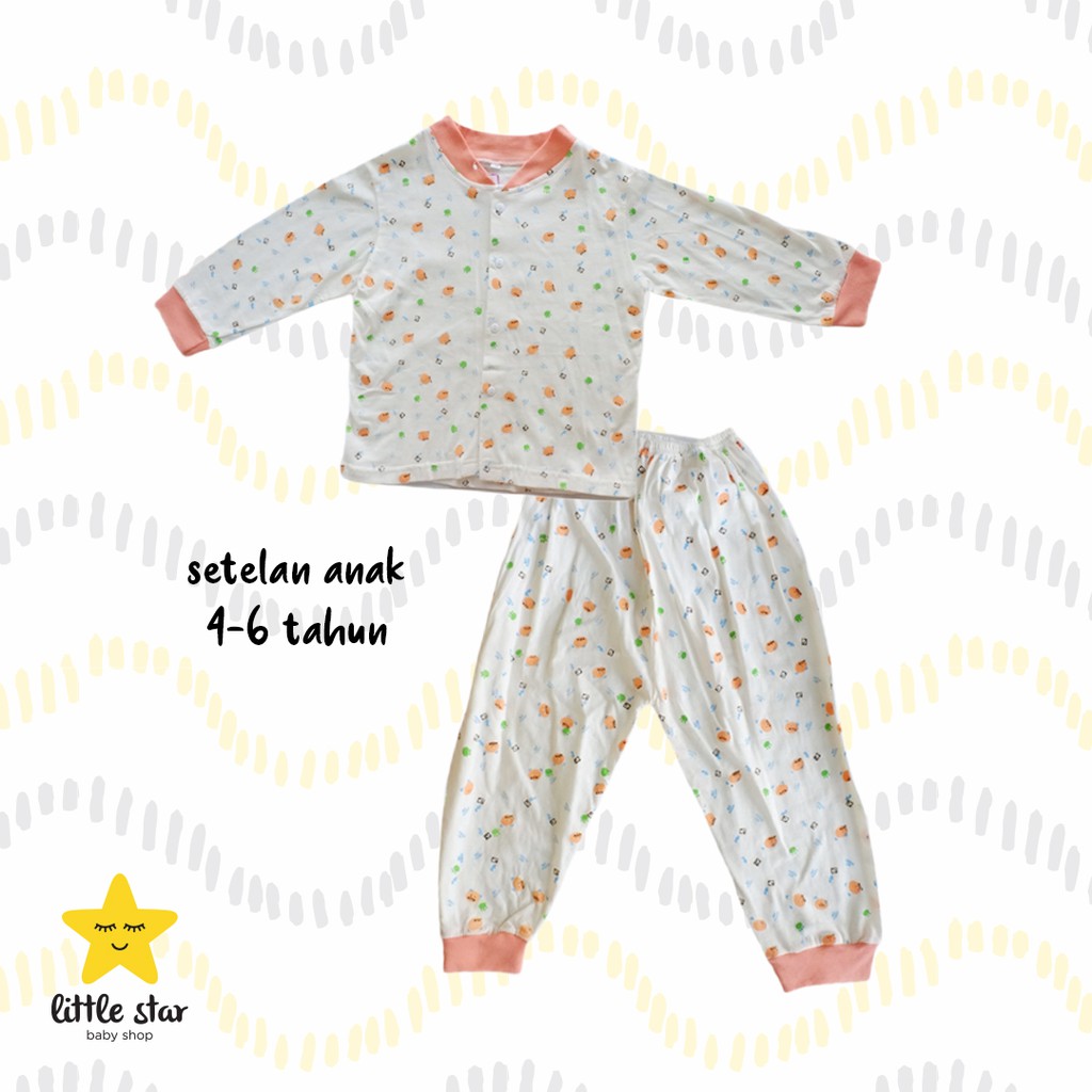 Y Lin Set Piyama Kancing Anak Cewek Cowok | Setelan Baju Tidur Anak Perempuan Laki