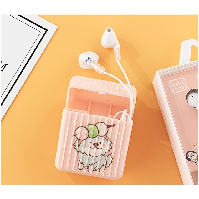 [KIKI-363] Headset Earphone Karakter Kartun ANJING / Wadah Earphone Bentuk KOPER Motif DOG / Earphone DOG / Headset Anjing Lucu