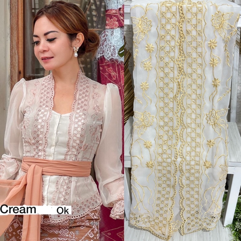 kain bordiran/bahan kebaya bordir/kain bordir catur terhits/motif wajik