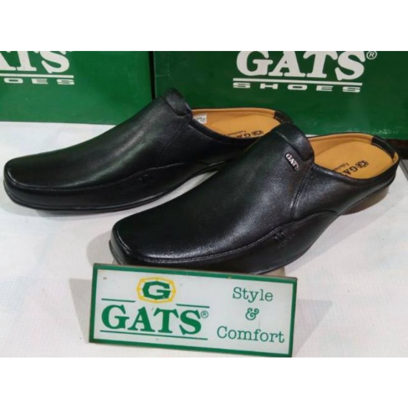 Sepatu Sandal Slop Kulit Gats Zu 0061 Black Original
