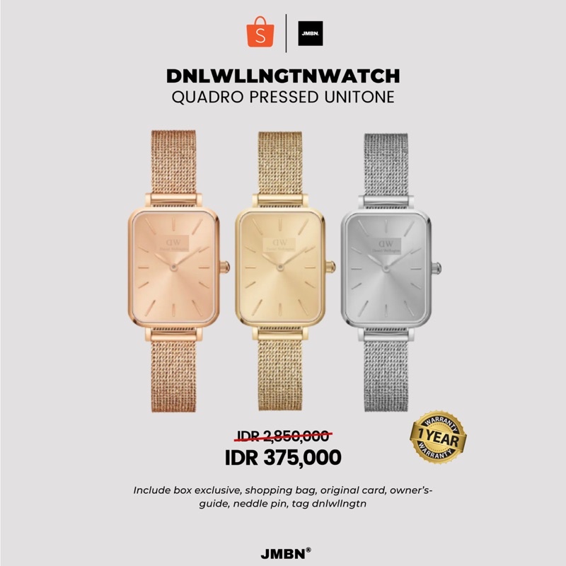 [TERLARIS - COD] JAM TANGAN PRIA WANITA DW QUADRO PRESSED UNITONE