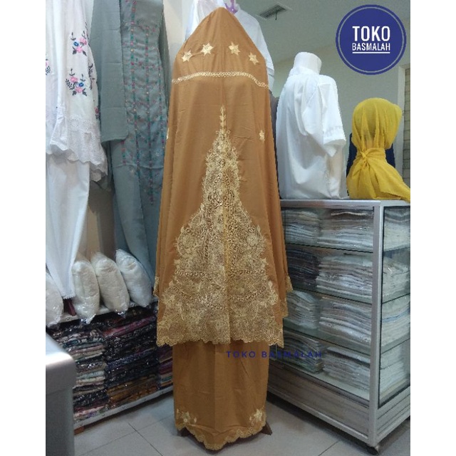 Mukena Bordir Mesin Putih Bahan Katun Hima Khas Pariaman