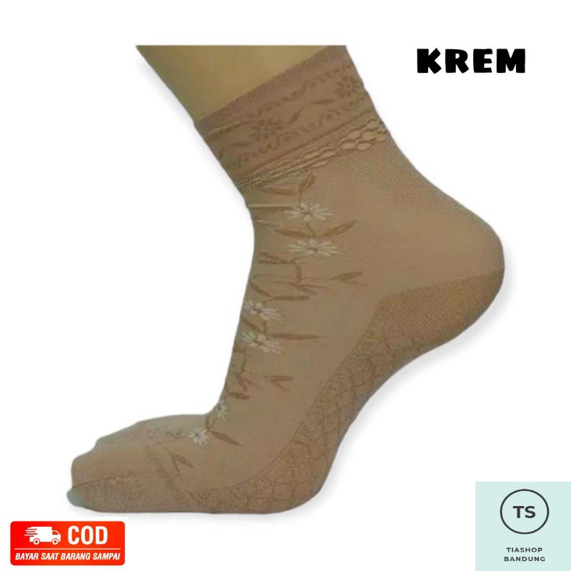 Kaos Kaki Stocking Renda Bordir || Kaos Kaki Wanita || Stocking Motif Pendek