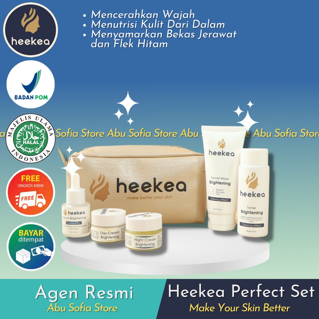

Heekea Skincare Basic & Perfect Brightening Set Original Perawatan Kulit Wajah Cocok Untuk Semua Jenis Kulit Wajah bisa Dipakai Wanita maupun Pria Aman Tanpa Efek Samping, Tanpa Ketergantungan, dan sudah BPOM