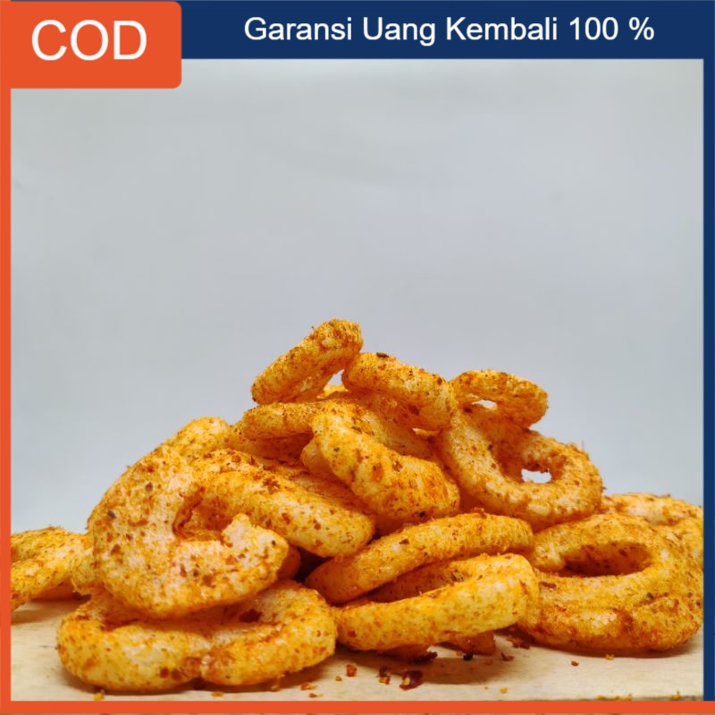 Kerupuk Pedas Oring Snack Makanan Ringan Kerupuk Ring Pedas 250gr Krupuk Setan Pedes Aneka Camilan C