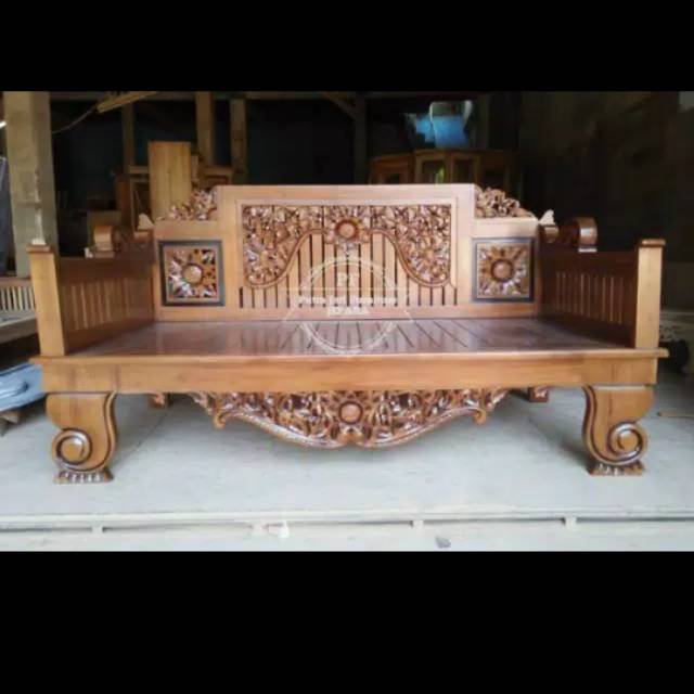 Bale bale + matras bangku kursi panjang ukir Jepara kayu jati