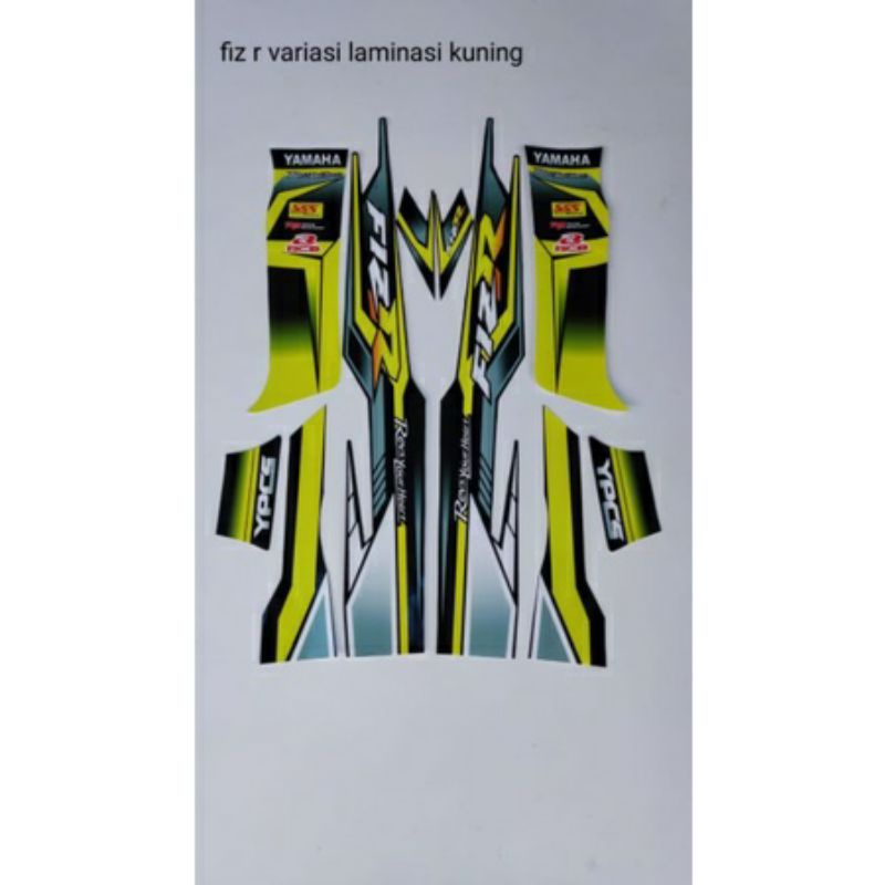 STRIPING FIZ R VARIASI LAMINASI WARNA KUNING, striping stiker yamaha fiz r variasi terbaik