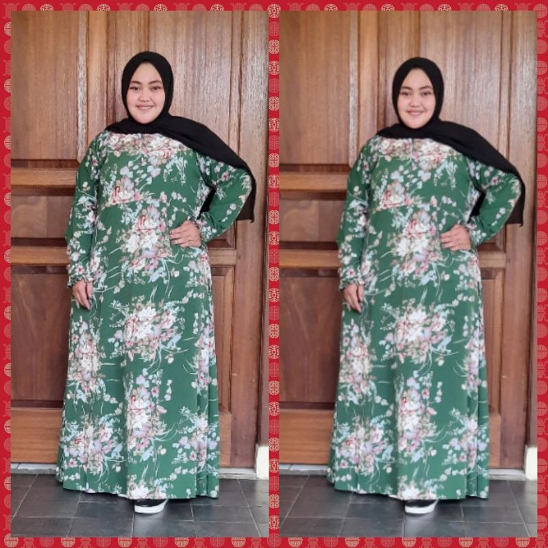 LD 140 LD 150 Gamis Jumbo Superjumbo Gamis Jumbo Susye XL XXL XXXL 4L Monalisa Hijau