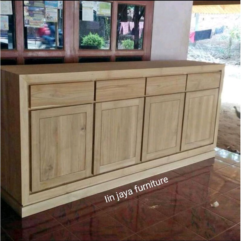 Bufet tv minimalis kayu jati berkualitas mentah