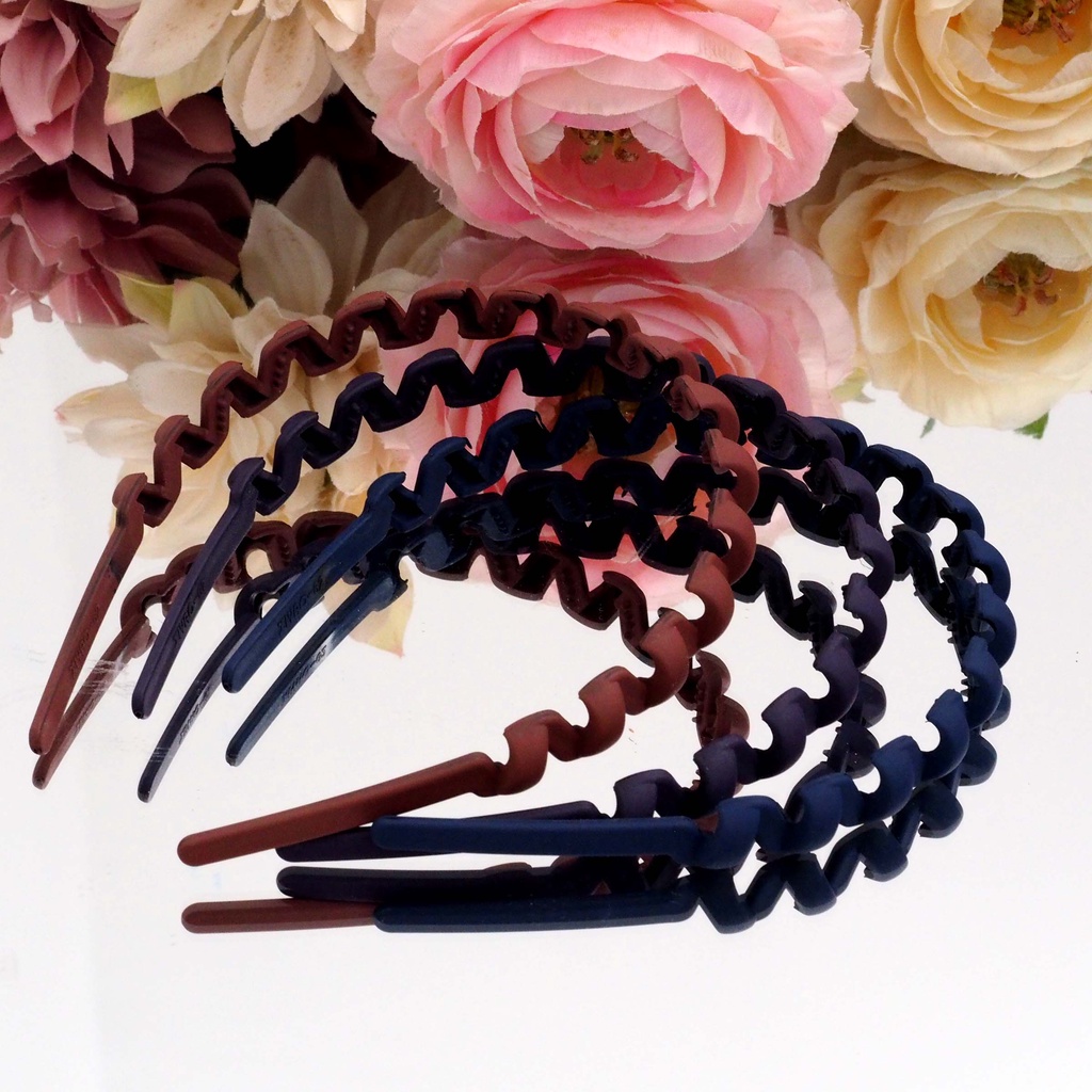 Bando Korea Doff Motif Spiral Warna Gelap Matte Headband Plastik Aksesoris Rambut Murah