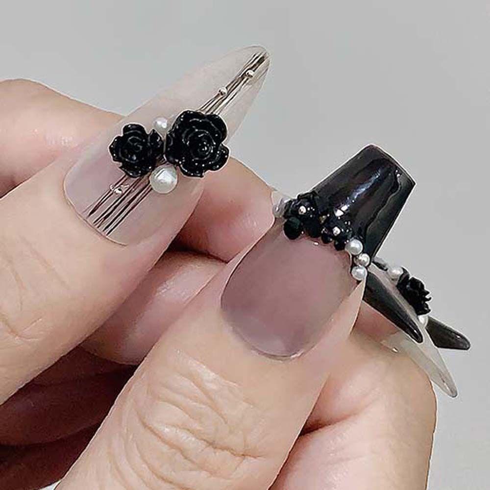 AUGUSTINA Agustina Camellia Dekorasi Kuku Fashion Jepang 3D Perhiasan Kuku Manikur Aksesoris Mutiara Hiasan Kuku Butterfly Nail Drills