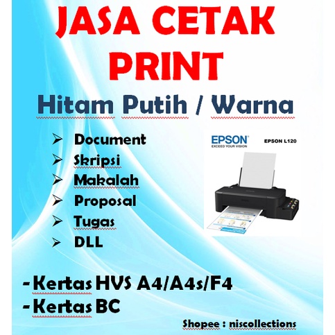 

JASA PRINT ONLINE WARNA KERTAS A4 A4S F4 PRINT HIGHT EPSON