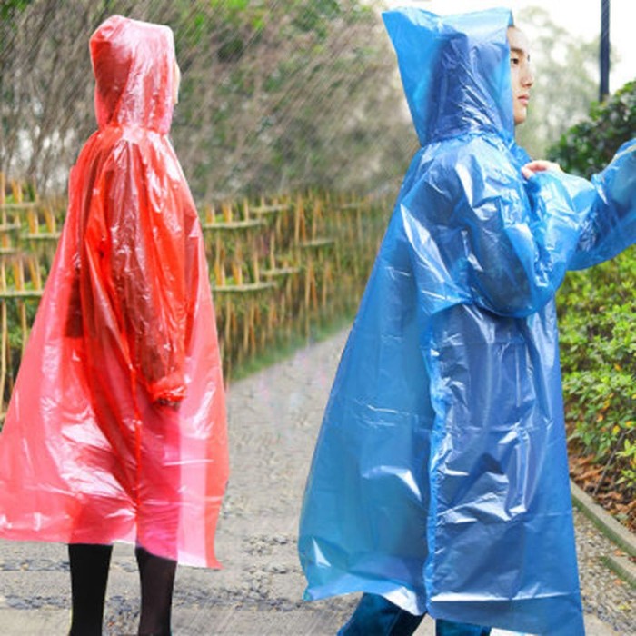 Jas Hujan Sekali Pakai Plastik Plastic Ponco Disposable Raincoat Baju