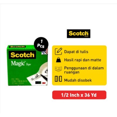 

Scotch 3M Magic Tape Serbaguna Daya Rekat Kuat 1/2 in x 36Y 810