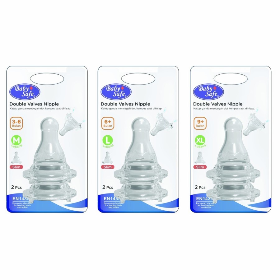 Baby Safe Double Valves Nipple Wide Neck / Slim Neck