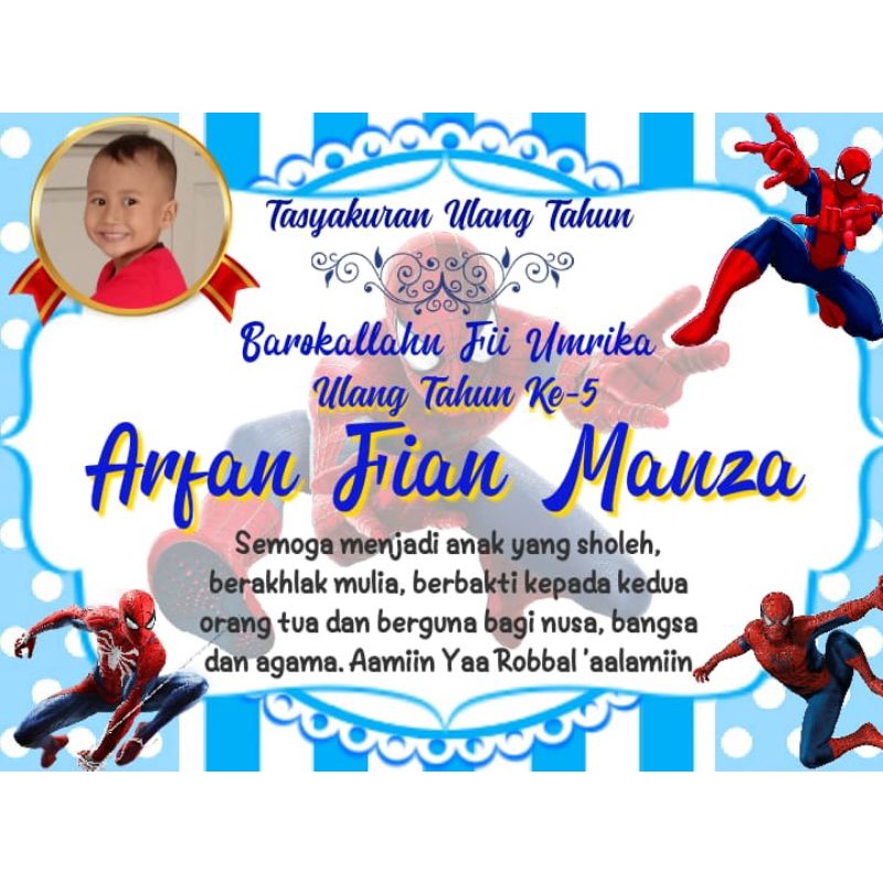 STIKER LABEL NASI BOX KARAKTER SPIDERMAN ACARA KHITANAN ULANG TAHUN AQIQAH